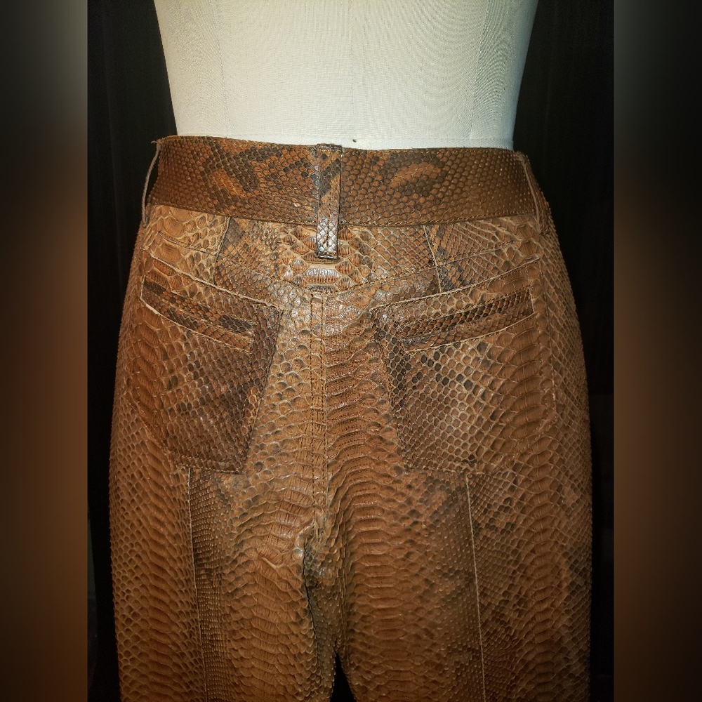 Manual genuine Python snakeskin reptile  brown cognac pants trouser. - Picture 8 of 16